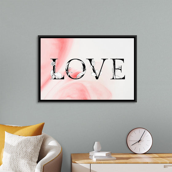 "Love word floral font watercolor"