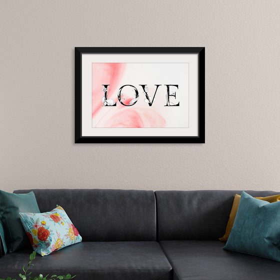 "Love word floral font watercolor"