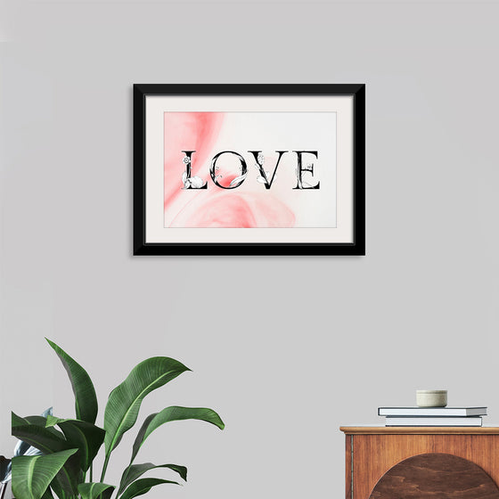 "Love word floral font watercolor"