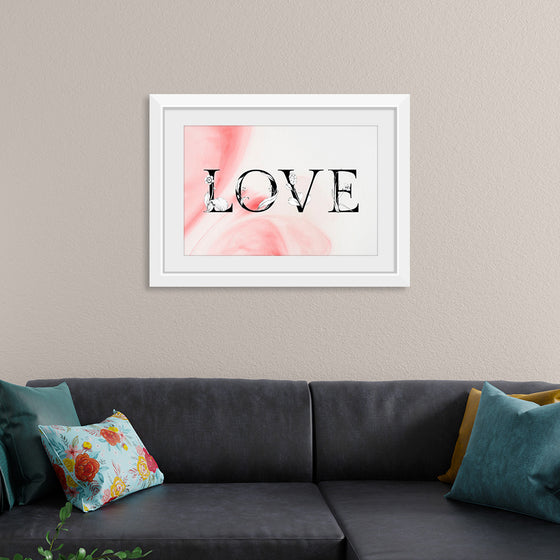 "Love word floral font watercolor"