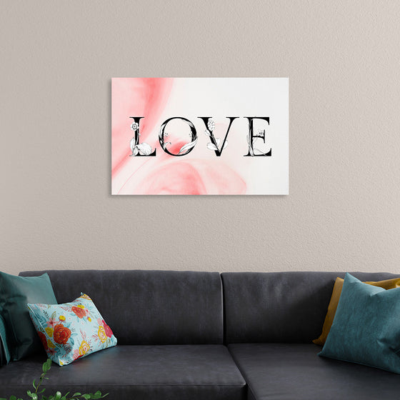 "Love word floral font watercolor"