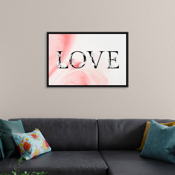 "Love word floral font watercolor"