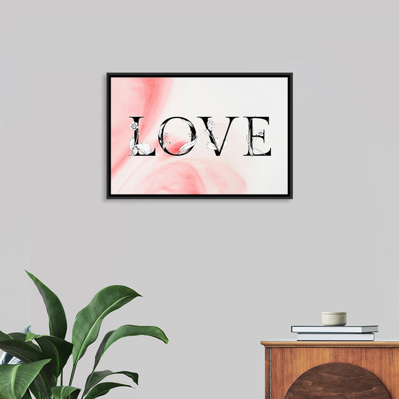 "Love word floral font watercolor"