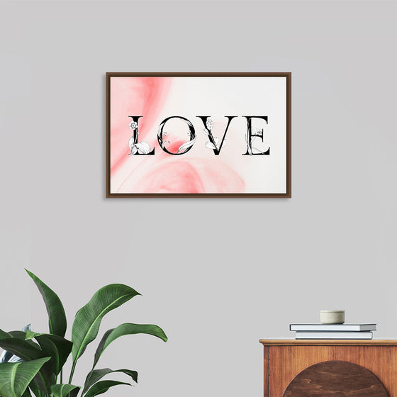 "Love word floral font watercolor"