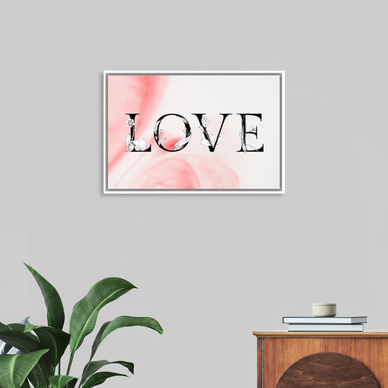 "Love word floral font watercolor"