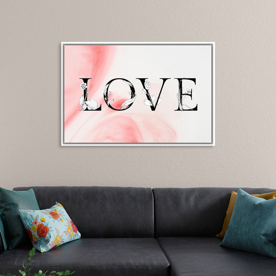 "Love word floral font watercolor"