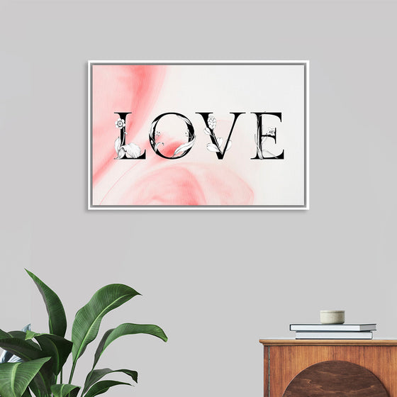 "Love word floral font watercolor"