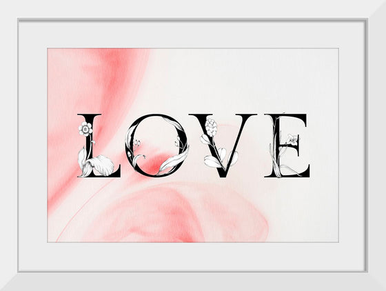 "Love word floral font watercolor"