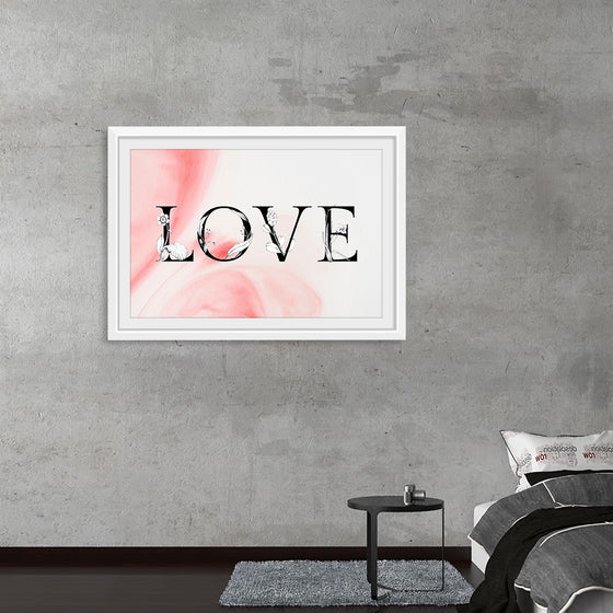 "Love word floral font watercolor"