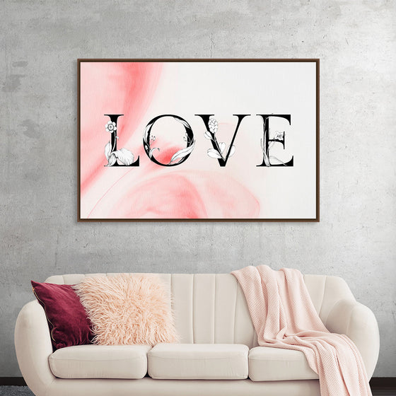 "Love word floral font watercolor"