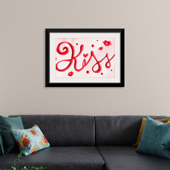 "Red Cursive Kiss"