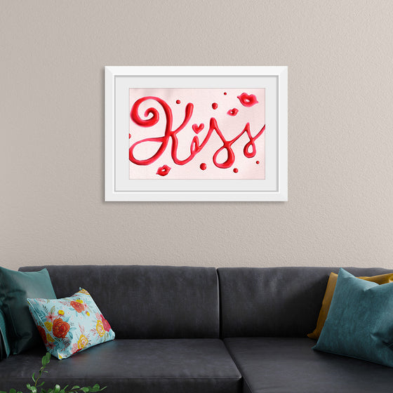 "Red Cursive Kiss"