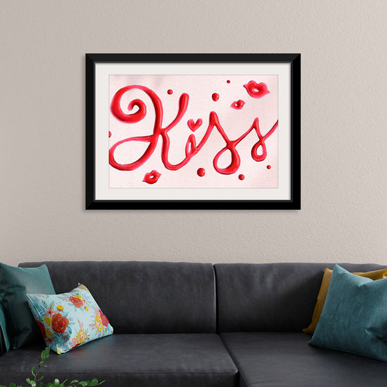 "Red Cursive Kiss"