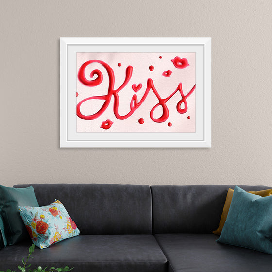 "Red Cursive Kiss"