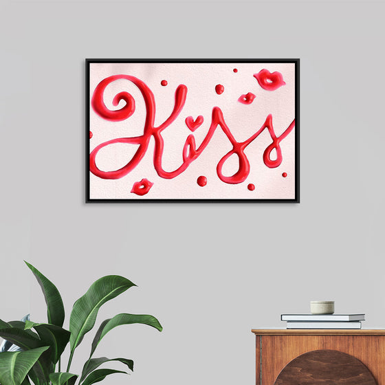 "Red Cursive Kiss"