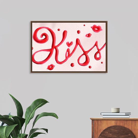 "Red Cursive Kiss"