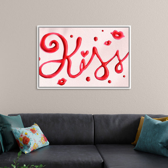 "Red Cursive Kiss"