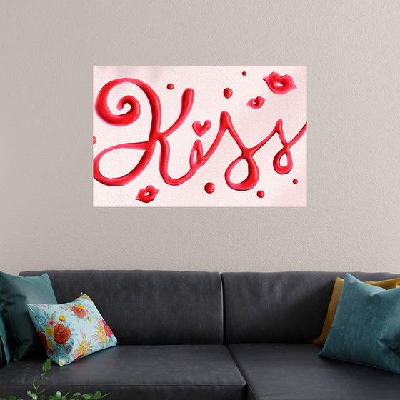 "Red Cursive Kiss"