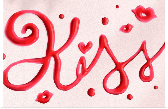 "Red Cursive Kiss"