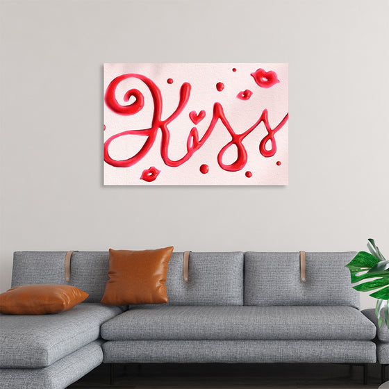 "Red Cursive Kiss"