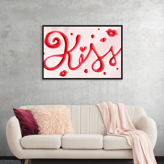 "Red Cursive Kiss"