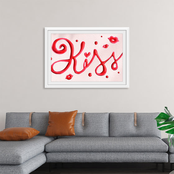 "Red Cursive Kiss"