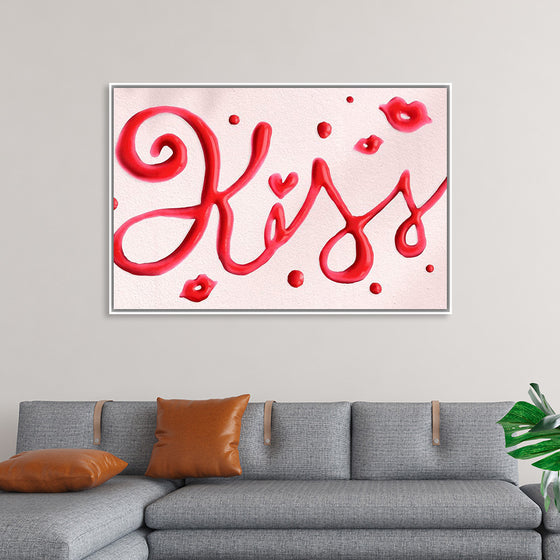 "Red Cursive Kiss"