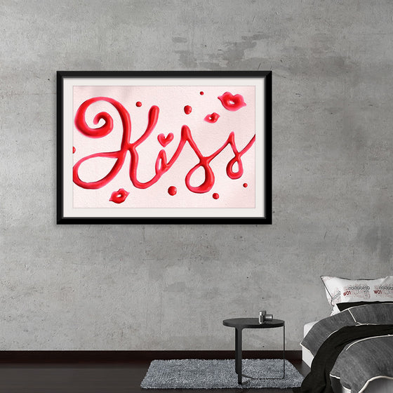 "Red Cursive Kiss"