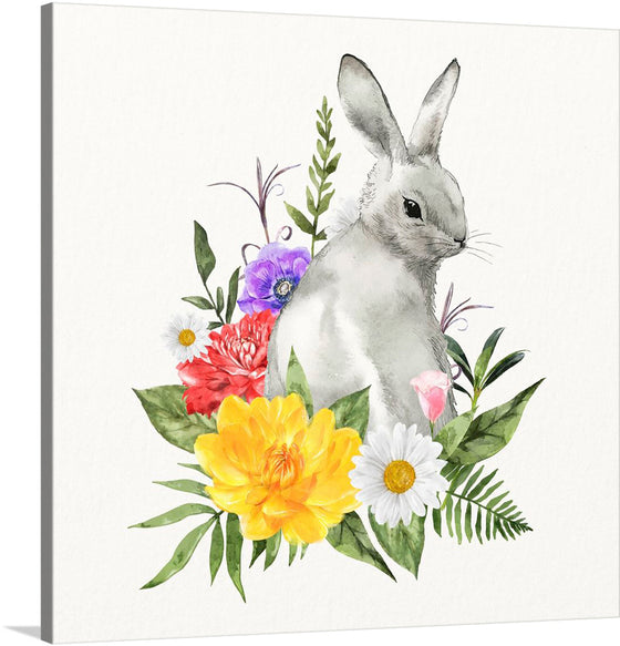 Immerse yourself in the enchanting world of “Watercolor Easter,” a stunning artwork that captures the gentle essence of spring. This exquisite piece features a meticulously painted grey bunny, surrounded by vibrant blossoms in full bloom, evoking a sense of renewal and vitality. Each brushstroke reveals an intricate dance of colors, from the soft hues of the rabbit’s fur to the radiant petals that encapsulate it.