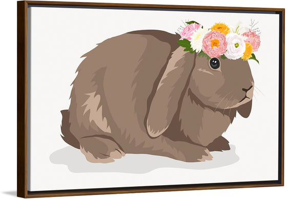 "Cute Bunny, Rabbit Wearing Flower Crown"