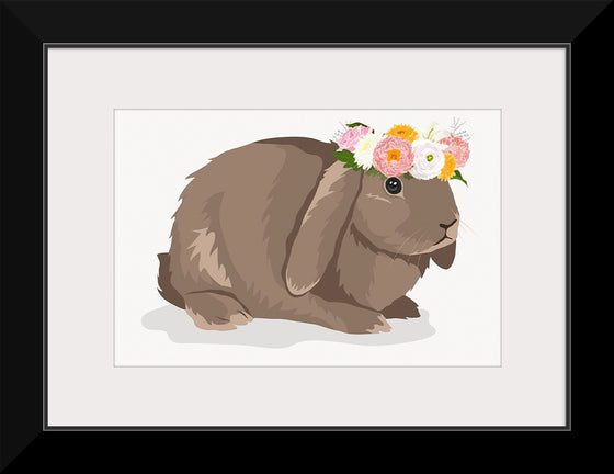 "Cute Bunny, Rabbit Wearing Flower Crown"