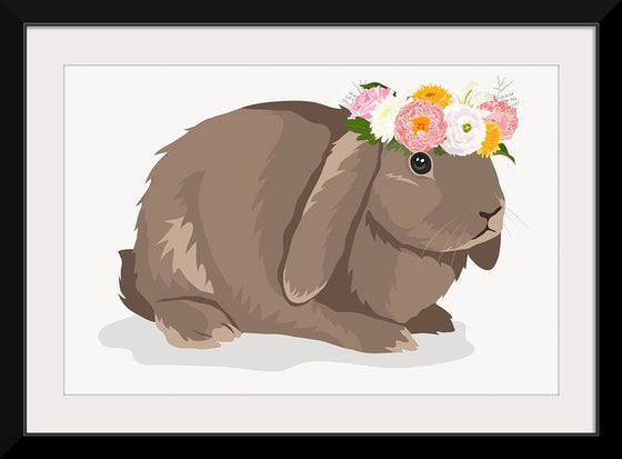 "Cute Bunny, Rabbit Wearing Flower Crown"