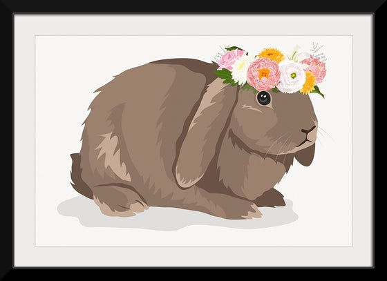 "Cute Bunny, Rabbit Wearing Flower Crown"