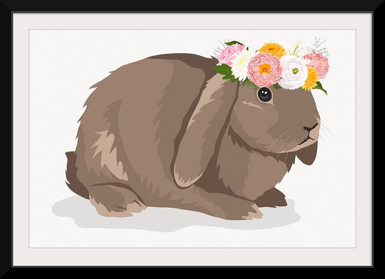 "Cute Bunny, Rabbit Wearing Flower Crown"