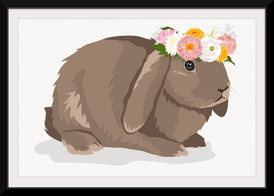 "Cute Bunny, Rabbit Wearing Flower Crown"