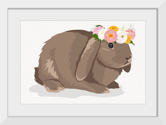 "Cute Bunny, Rabbit Wearing Flower Crown"