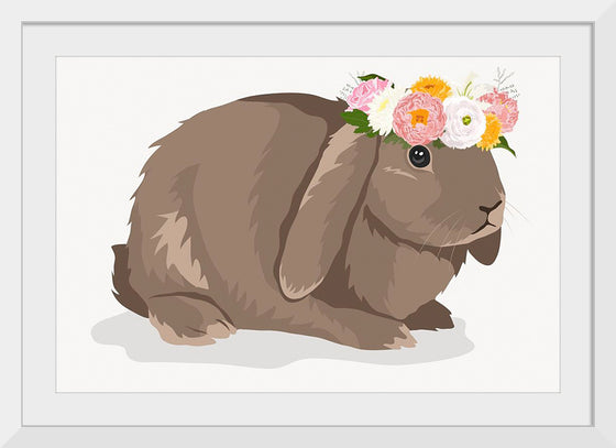 "Cute Bunny, Rabbit Wearing Flower Crown"