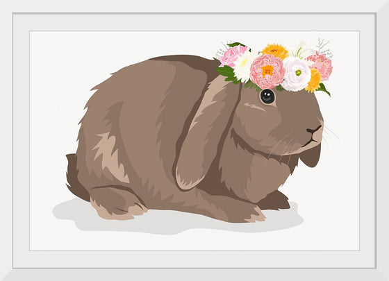 "Cute Bunny, Rabbit Wearing Flower Crown"