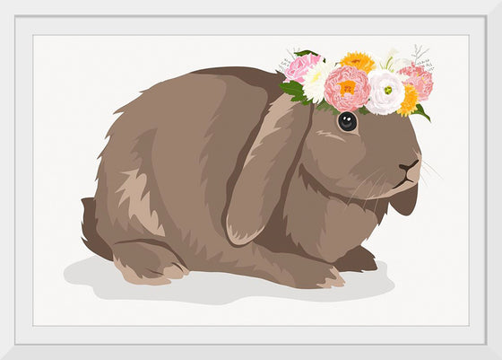 "Cute Bunny, Rabbit Wearing Flower Crown"