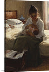 “Mother Breastfeeding” by Elin Danielson-Gambogi is a tender portrayal of the intimate moments shared between mother and child. The artwork, rich in emotion and detail, captures the serene atmosphere of a quiet room bathed in soft, natural light.