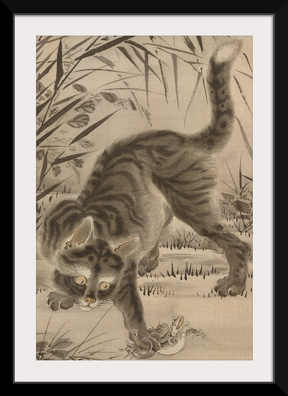 "Cat catching a Frog", Kawanabe Kyosai