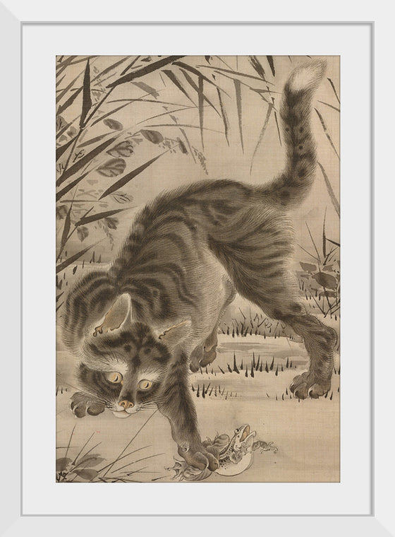 "Cat catching a Frog", Kawanabe Kyosai