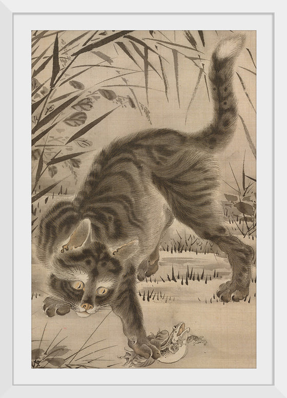 "Cat catching a Frog", Kawanabe Kyosai