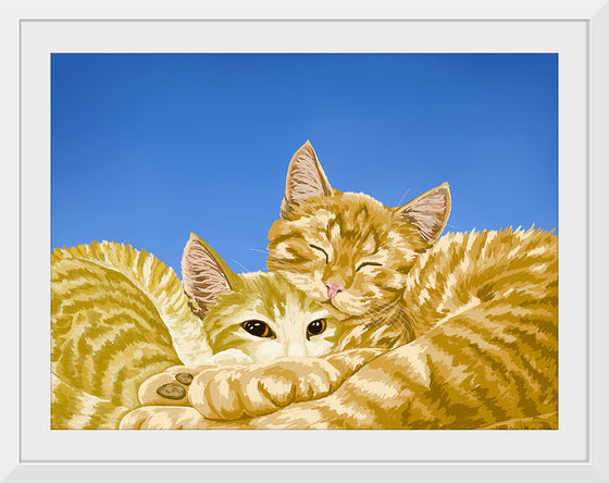 "Snuggling cats in blue and yellow" Waithamai