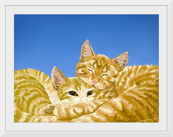 "Snuggling cats in blue and yellow" Waithamai