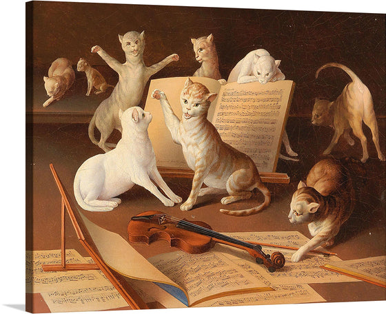 “Cat Concert” by Emanuel Kratky is a playful and whimsical print that would make a great addition to any cat lover’s collection. The print features a group of cats playing various musical instruments, creating a fun and lively scene that is sure to bring a smile to your face.