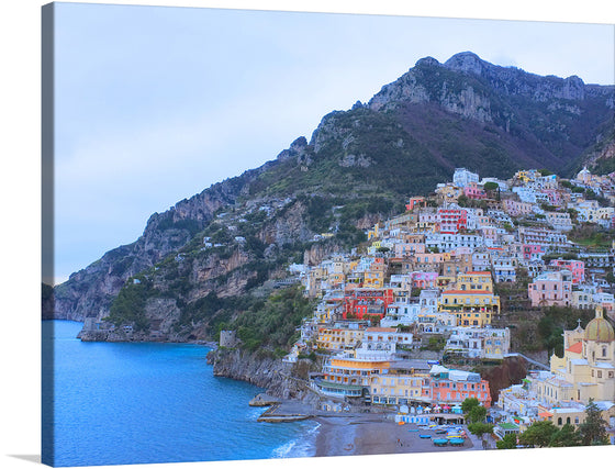 “Positano, Italy” is a captivating print that transports you to the picturesque cliffside village on southern Italy’s Amalfi Coast. The artwork’s meticulous detail captures Positano’s romantic charm and vibrant atmosphere, making it a captivating addition to any space. 