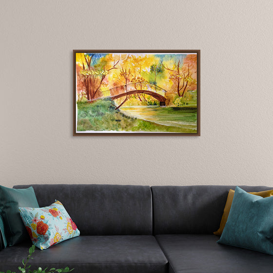 "Japanese Bridge with Autumn Foliage", Maritess Sulcer