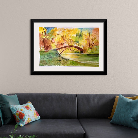 "Japanese Bridge with Autumn Foliage", Maritess Sulcer