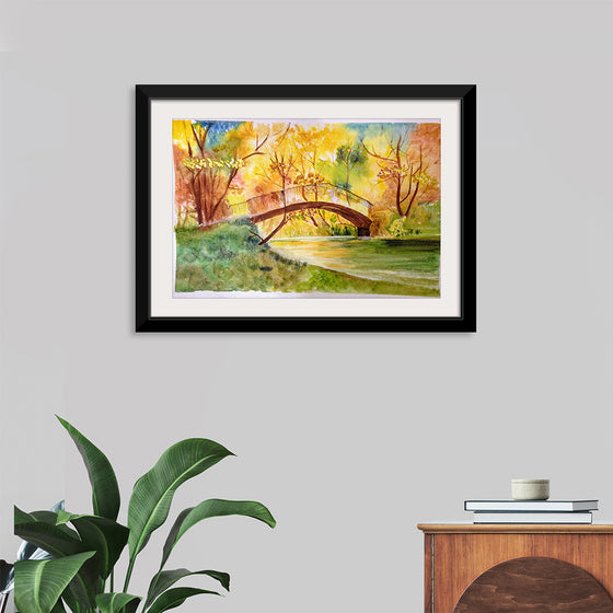 "Japanese Bridge with Autumn Foliage", Maritess Sulcer